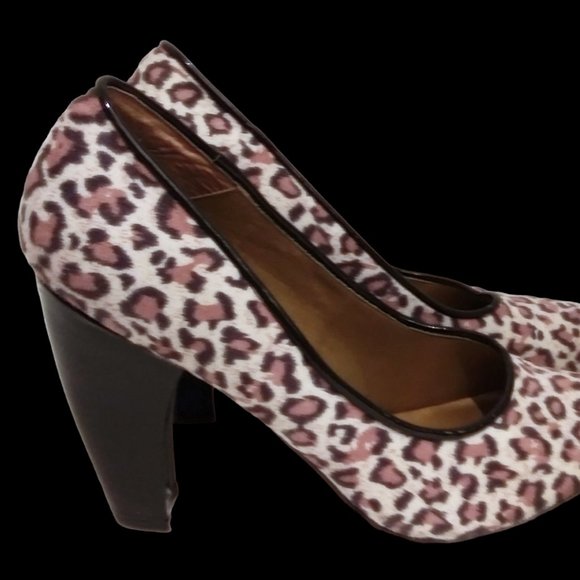 Vintage Leopard Pattern Heels, SZ 9m Chunky Heel, Fall Winter Pump, High Heels - Picture 8 of 9